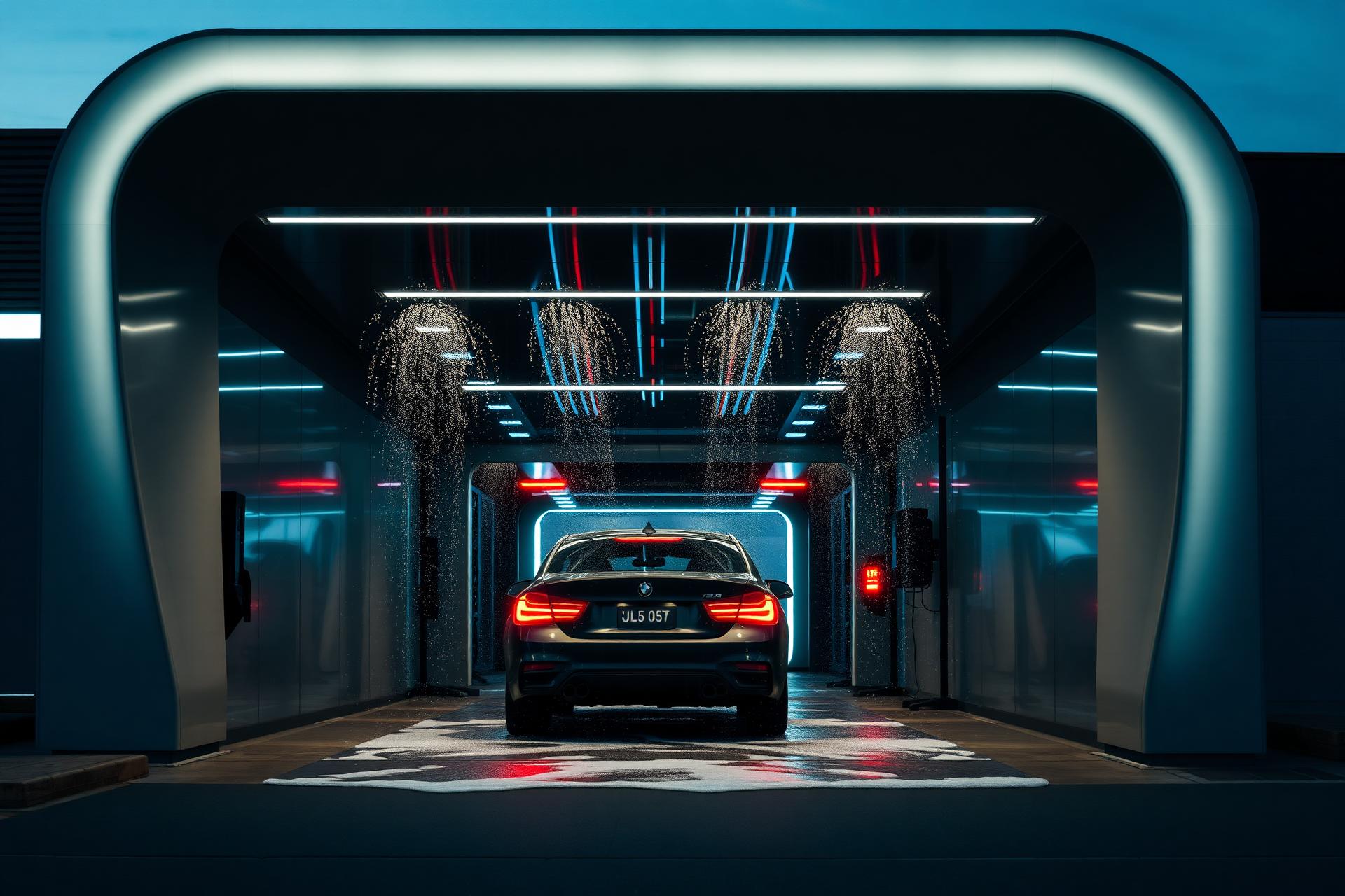 Modern car wash tunnel